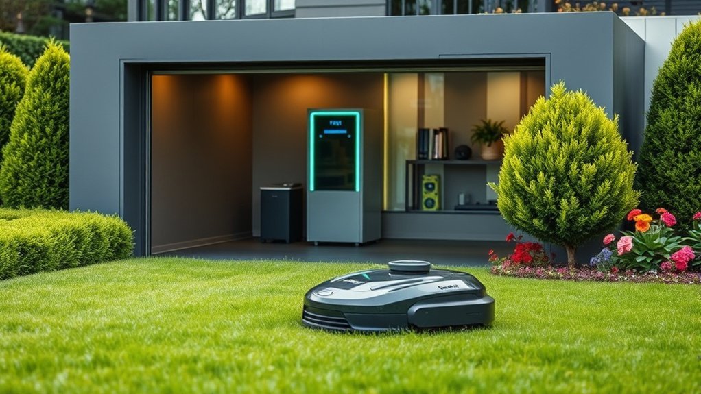 protected efficient mower storage