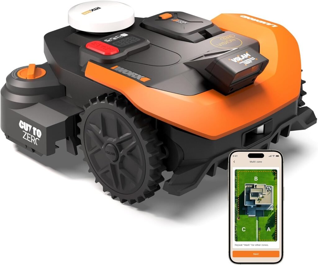 WORX Landroid Vision Cloud WR318E 2WD Robotic Lawnmower without Boundary Cable for m² with Cut to Zero Module (AI Obstacle Detection, VSLAM+ RTK Cloud Navigation, Auto Mapping, App Control) WORX Landroid Vision Cloud WR318E 2WD Robotic Lawnmower without Boundary Cable for m² with Cut to Zero Module (AI Obstacle Detection, VSLAM+ RTK Cloud Navigation, Auto Mapping, App Control)
