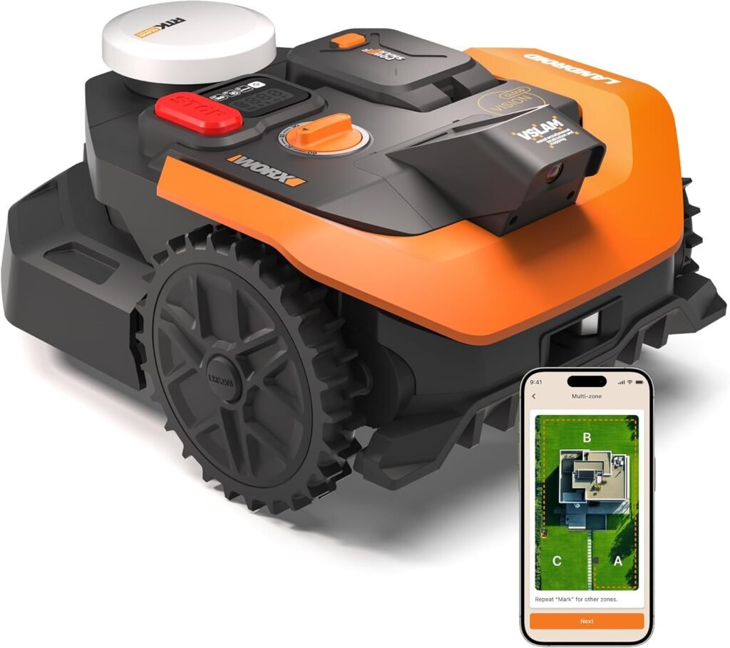WORX Landroid Vision Cloud WR318E 2WD Robotic Lawnmower without Boundary Cable for m² with Cut to Zero Module (AI Obstacle Detection, VSLAM+ RTK Cloud Navigation, Auto Mapping, App Control) WORX Landroid Vision Cloud WR318E 2WD Robotic Lawnmower without Boundary Cable for m² with Cut to Zero Module (AI Obstacle Detection, VSLAM+ RTK Cloud Navigation, Auto Mapping, App Control)