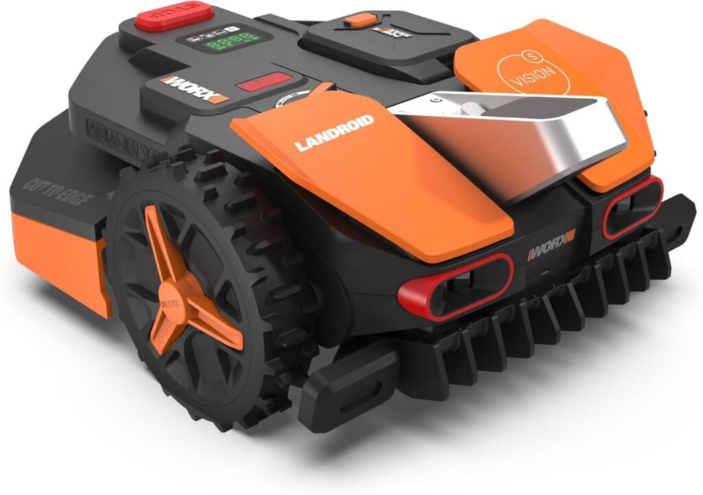 WORX WR202E Landroid Vision Robotic Lawn Mower – 250m² Patented AIA Mowing Multi-Zone, Auto Charging, 20V PowerShare Battery, Rain Sensor, Cut-to-Edge Technology, App-Controlled, Model